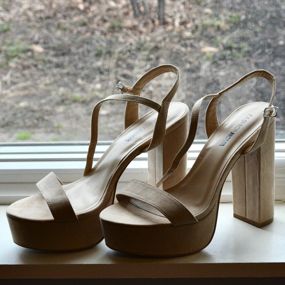 Fashion Nova Your Biggest Fan Heels in Natural